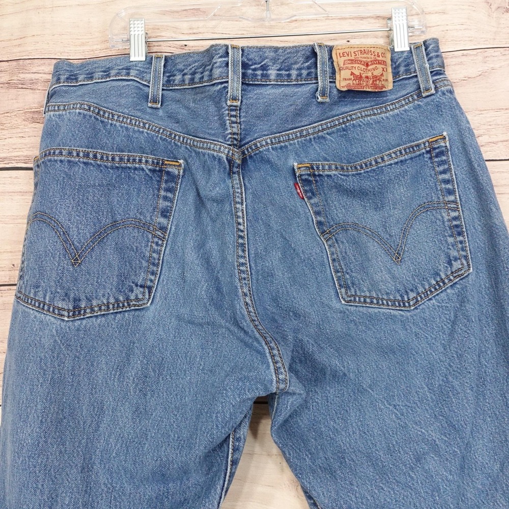 Levis 501 Jeans Mens 38x29 (40x30) Blue Regular Straight Denim Button Fly - Picture 6 of 15